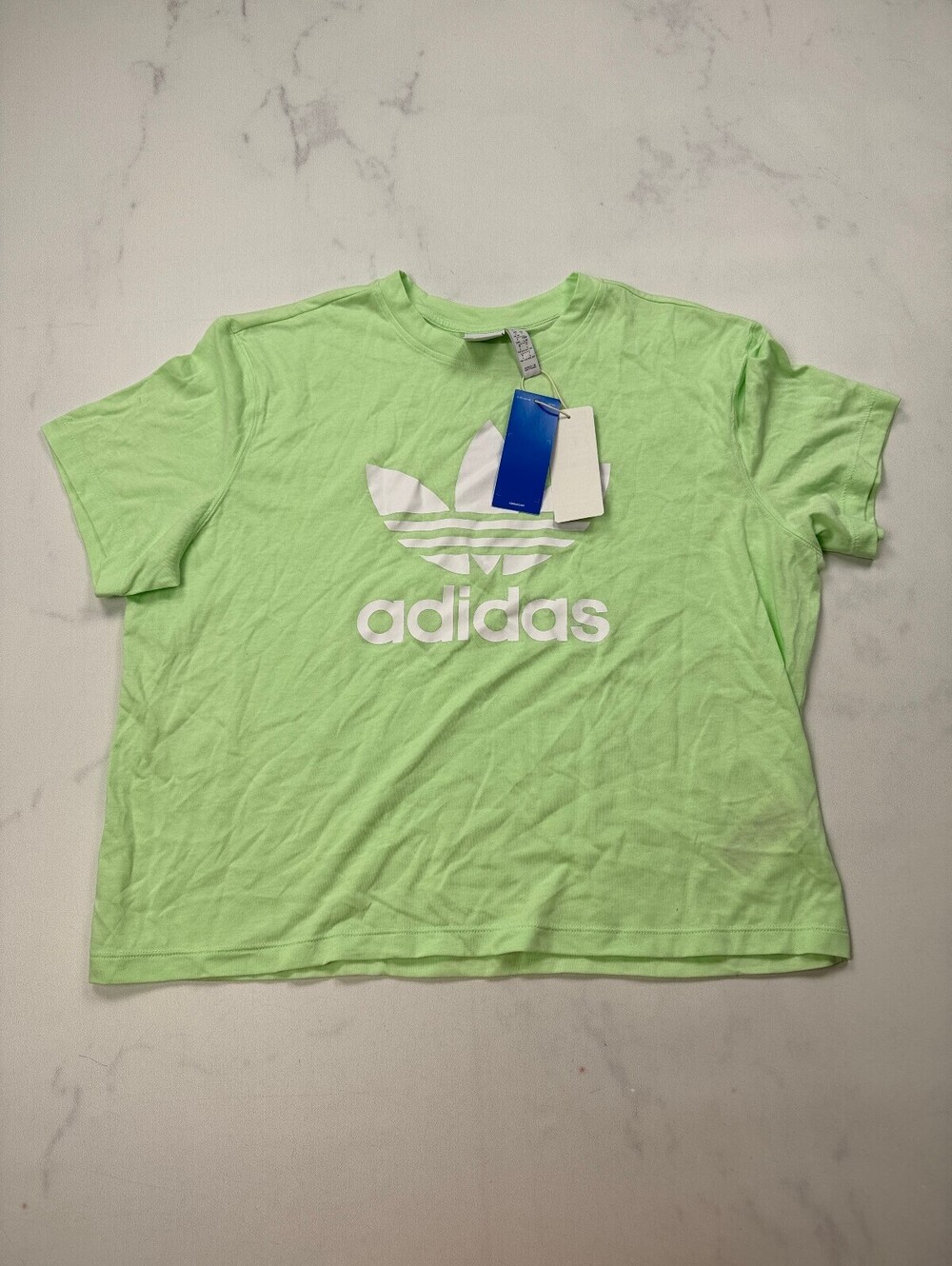 Adidas Logo T Shirt Green Mint Modern Indie - Womens L